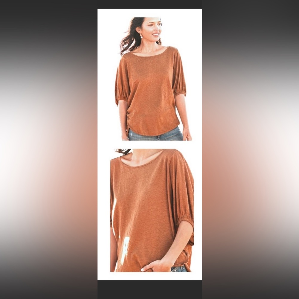 *SOLD* NWT Garnet Hill 100% Organic Line Doleman Sleeve Orange Shirt Size Small